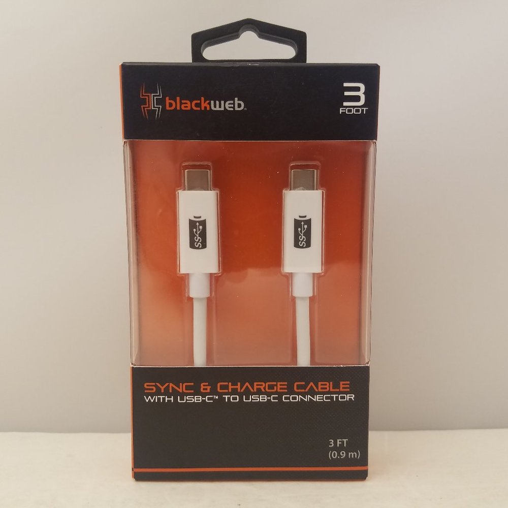 Sync & Charge Cable w/ USB-C To USB-C Connector 3' White